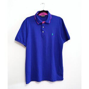 Ralph Lauren Performance Polo Shirt Blue Pink Pro Fit Men's XL